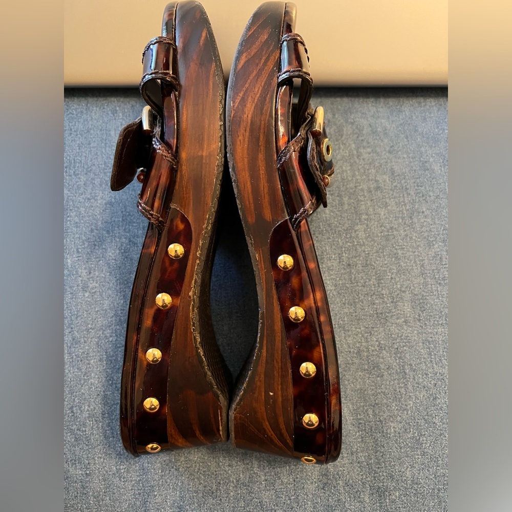 Stuart Weitzman Mule Cross Strap Buckle Tortoise … - image 3